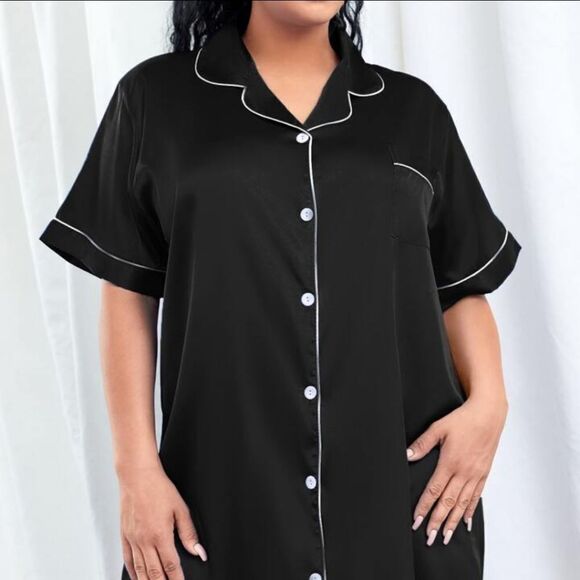Classic Black Satin Feel Nightshirt - Picture 13 of 13
